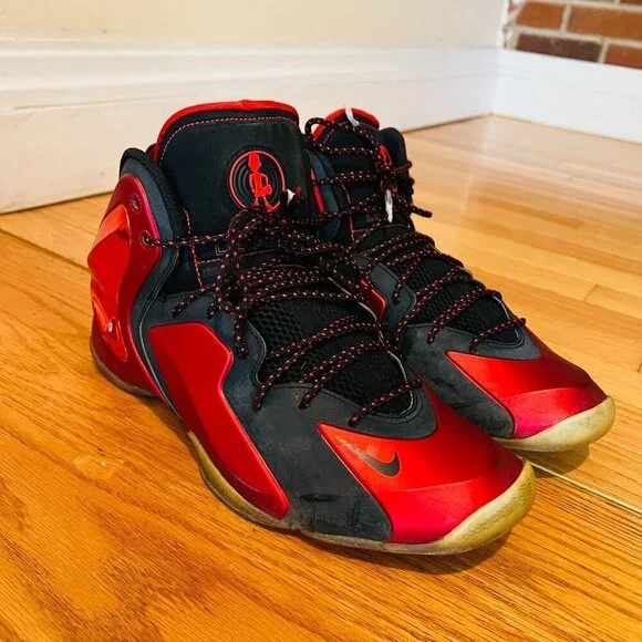 2014 PreOwned Nike Lil Penny Posite University Red Black Men Shoes - Picture 3 of 16